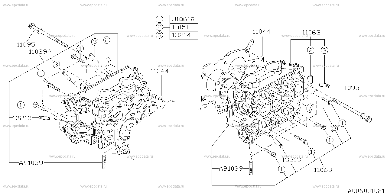 EJ20D (02.1992 - ...) '92/6 - .. ej20d ﾌﾞﾋﾝｺｰﾄﾞ A21119(bolt),D0121(washer) ﾊ'93.6 ﾏﾃﾞ ｼﾖｳｼﾃ ｲﾏｽ'93.7 ｶﾗﾊ 11095(bolt assembly,cylinder head) ﾆﾍﾝｺｳﾆ ﾅﾂﾃ ｲﾏｽ