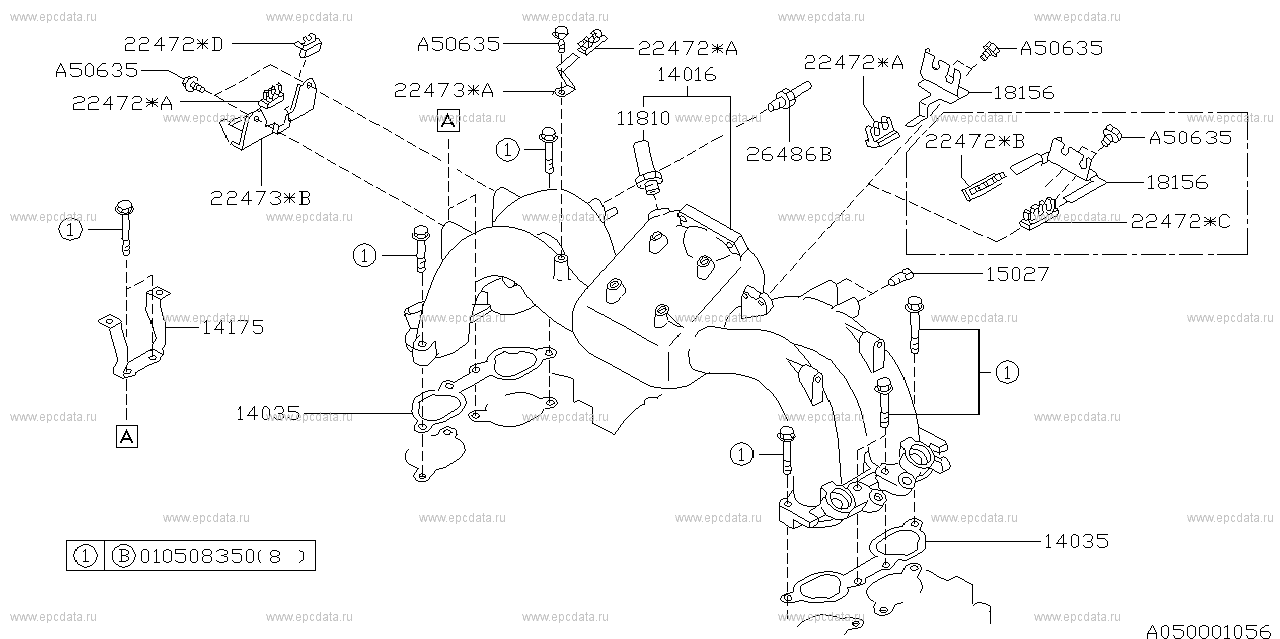 EJ20E +EJ22E (05.1993 - 05.1996) Intake manifold --------- ｴｱｺﾝ ﾖｳ hose information ---------22314(ｺﾈｸﾀ vacuum hose)ﾆ ﾄﾘﾂｸｴｱｺﾝ ﾖｳ hose ﾊ FIG.730A ﾆ ｷｻｲｼﾃｲﾏｽ