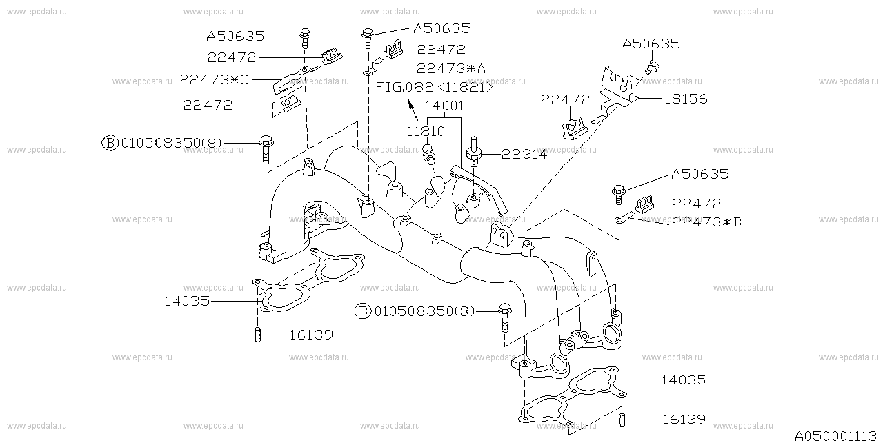 EJ20D +EJ25D (12.1995 - ...) Intake manifold --------- ｴｱｺﾝ ﾖｳ hose information ---------22314(ｺﾈｸﾀ vacuum hose)ﾆ ﾄﾘﾂｸｴｱｺﾝ ﾖｳ hose ﾊ FIG.730A ﾆ ｷｻｲｼﾃｲﾏｽ