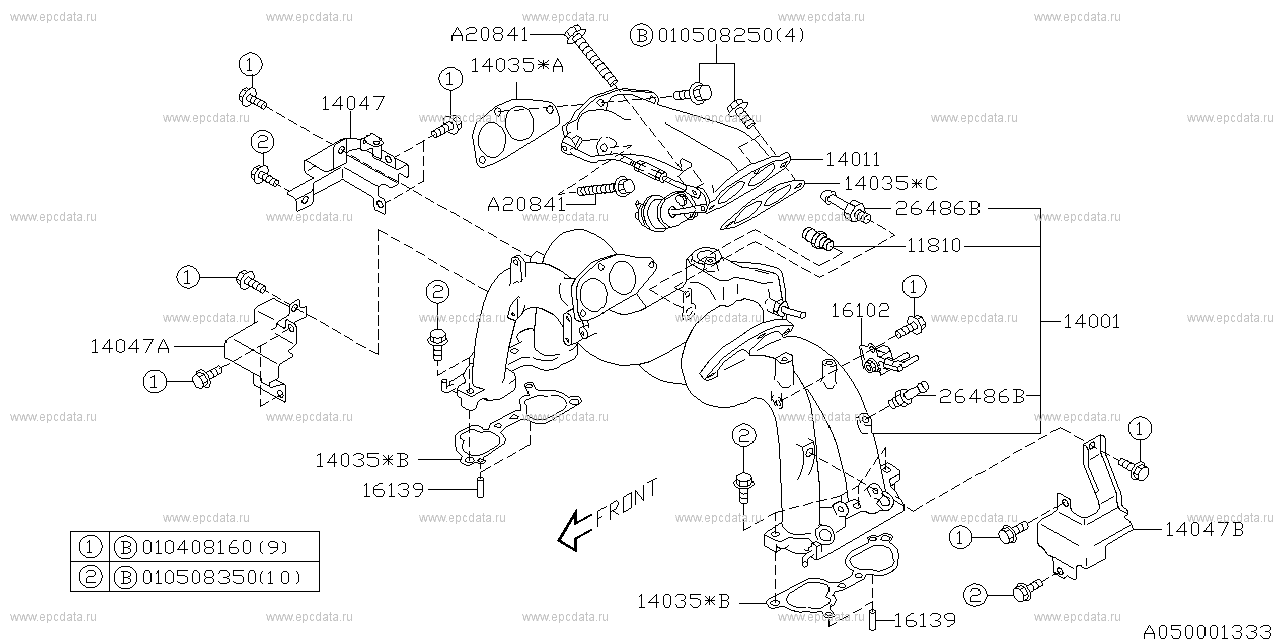 EJ204 (10.1999 - 04.2001) Intake manifold main body c minor change -c minor change