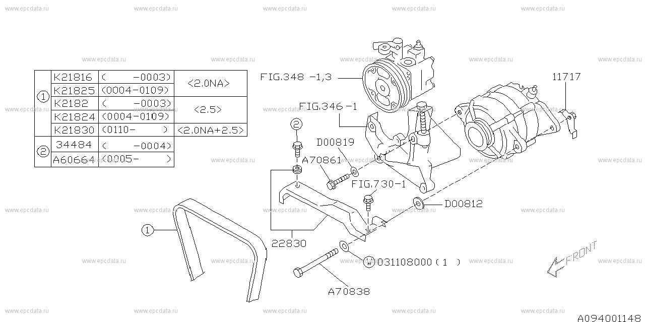 EJ201 +EJ202 +EJ204 +EJ254 (11.1997 - ...) Fitting parts