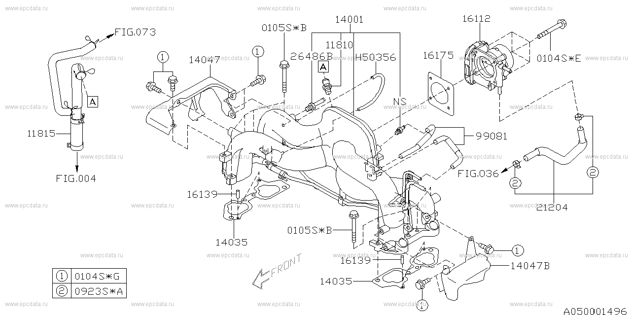 204 (01.2003 - ...) Intake manifold & throttle chamber