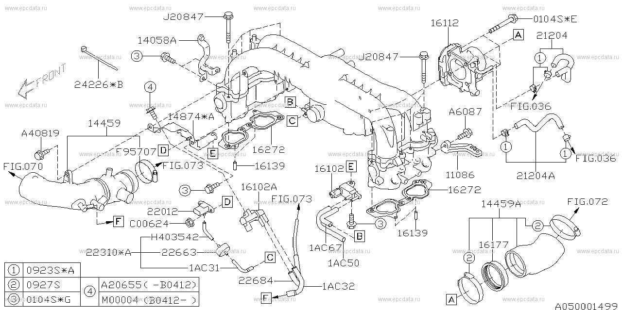 20Y +20X (01.2003 - 04.2006) Intake manifold fitting & throttle chamber -c minor change