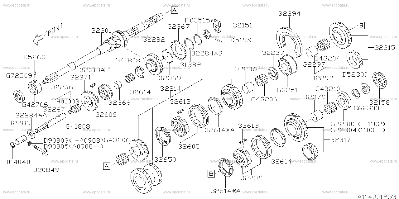 Mt, main shaft for Subaru Legacy B4 BM, 5 generation 05.2009 - 04.2012 ...