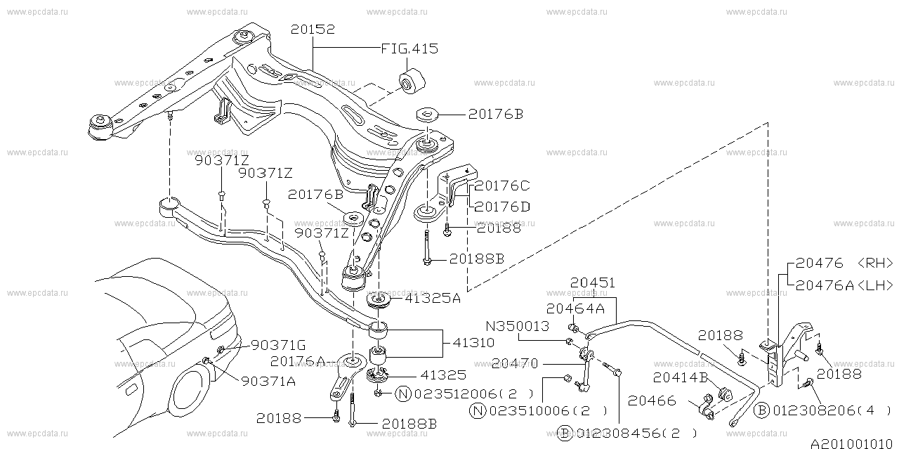 Rear suspension for Subaru Alcyone SVX CXW-23E, 07.1995 - ... - Amayama