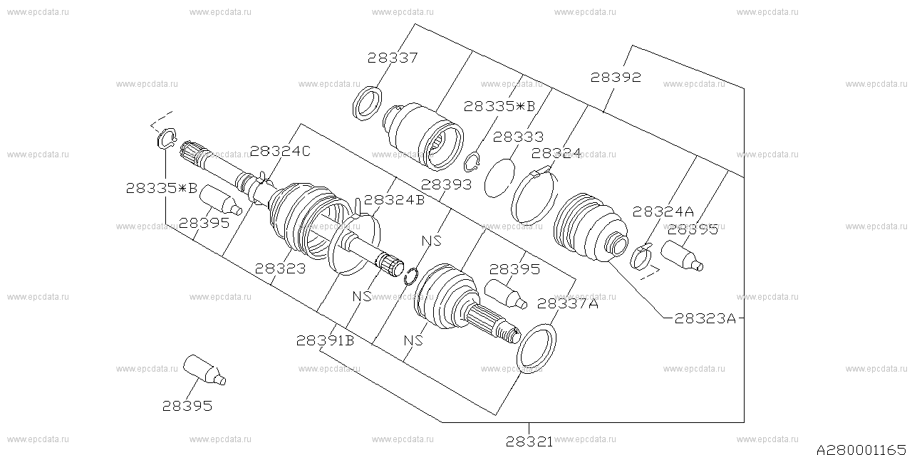 Front axle for Subaru Impreza GC8-48D, 11.1992 - 08.1996 - Amayama