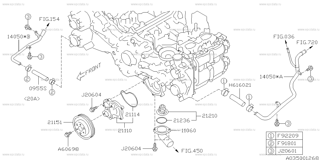 Water pump for Subaru Impreza GJ, 4 generation 11.2011 - 10.2014 ...