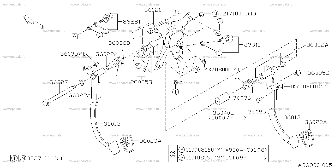 MT (04.1998 - 12.2003) Brake & clutch pedal (hydraulic p/s) a minor change -e minor change