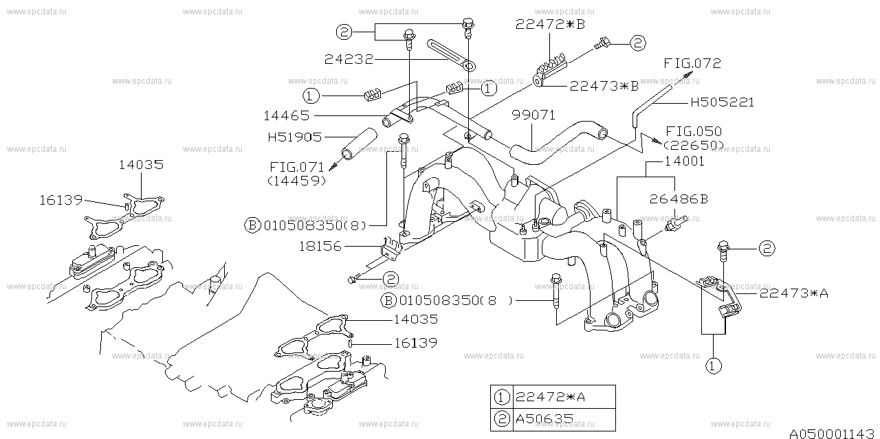 Intake manifold for Subaru Forester SF, 1 generation 02.1997 - 12.1999 ...