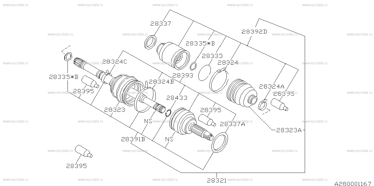W (06.1997 - ...) Axle shaft c20 mt excluding 199707 - ..